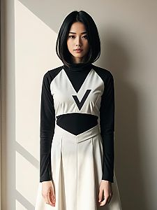 Woman Cosplay Wearing Serial Designation V Costume Realistic Photo