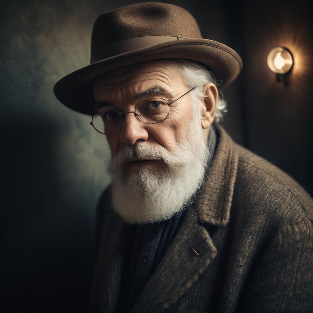 Wise Older Man in Vintage Style