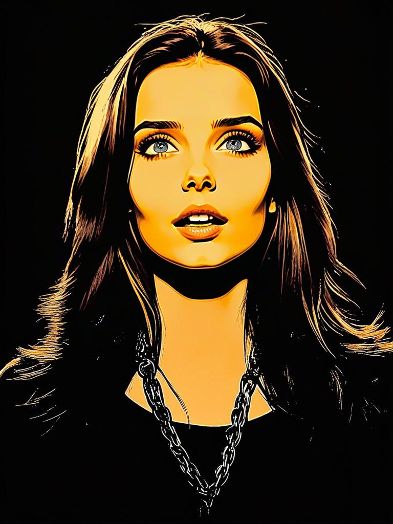 Stylized Portrait of a Woman in Yellow and Black