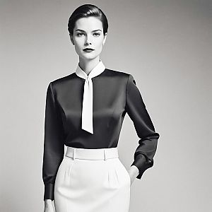 Elegant Black and White Portrait of Stylish Woman