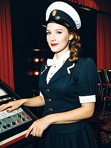 Vintage Cinema Usherette Costume Woman in Classic Theater Uniform