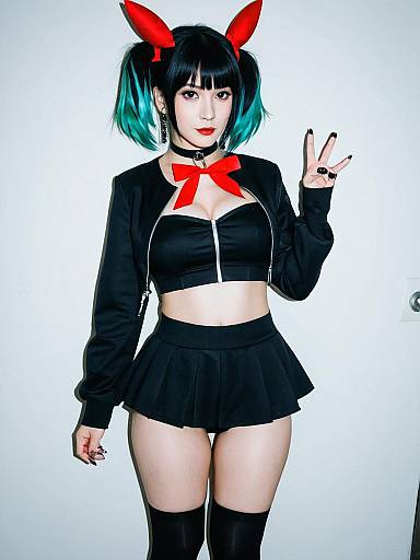 Morpeko Hangry Mode Cosplay Woman in Black Edgy Outfit