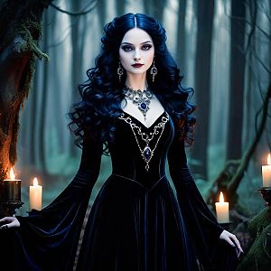 Mysterious Woman in Gothic Forest