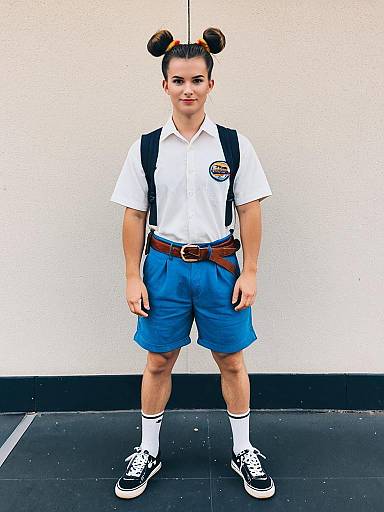 Disney Tourist Costume Outfit with Blue Shorts and White Shirt