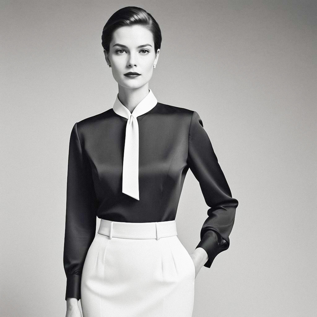 Elegant Black and White Portrait of Stylish Woman