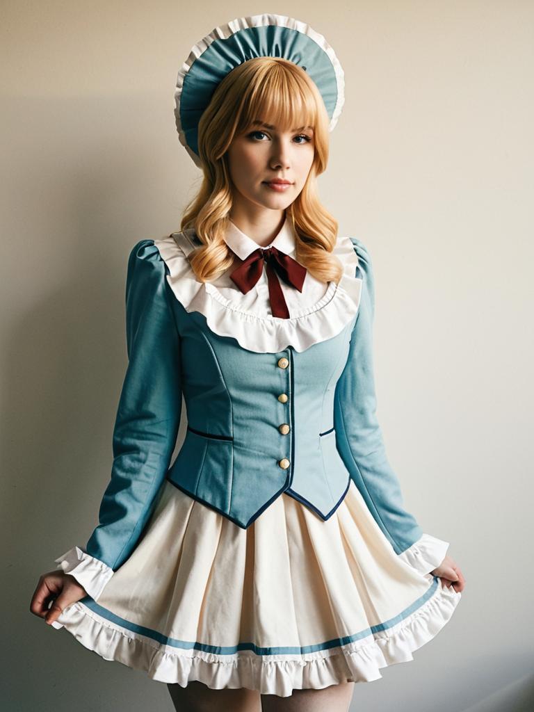 Sexy Charlotte Pudding Cosplay Woman in Elegant Victorian-Style Costume