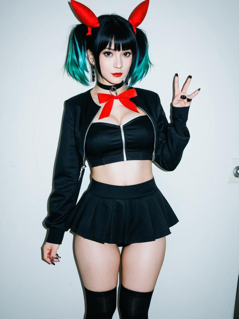 Morpeko Hangry Mode Cosplay Woman in Black Edgy Outfit