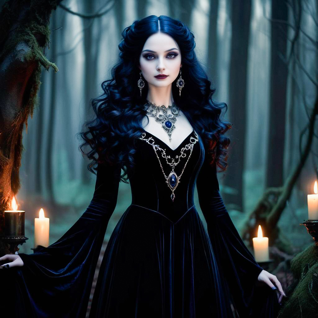 Mysterious Woman in Gothic Forest