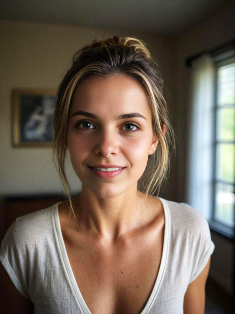 Young Woman with Warm Smile and Natural Beauty