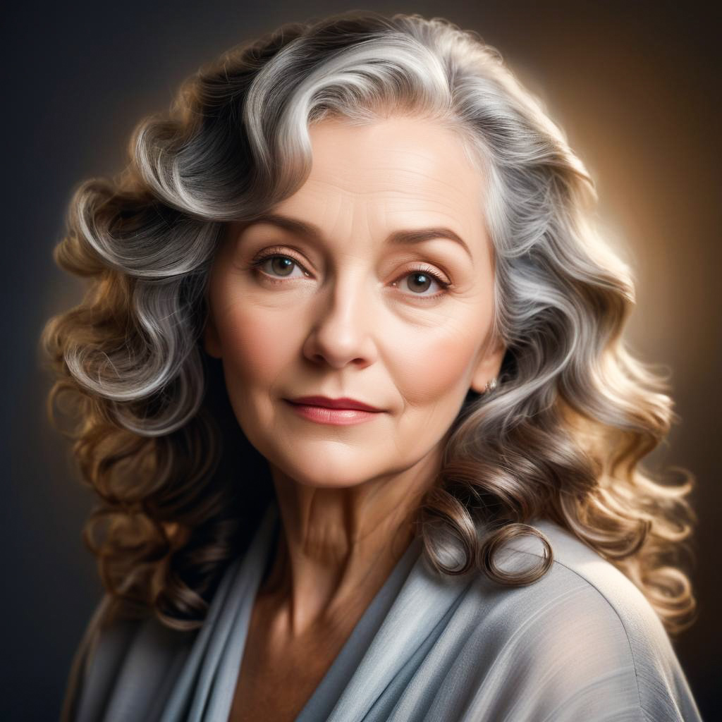 Elegant Portrait of a Mature Woman with Gray Hair