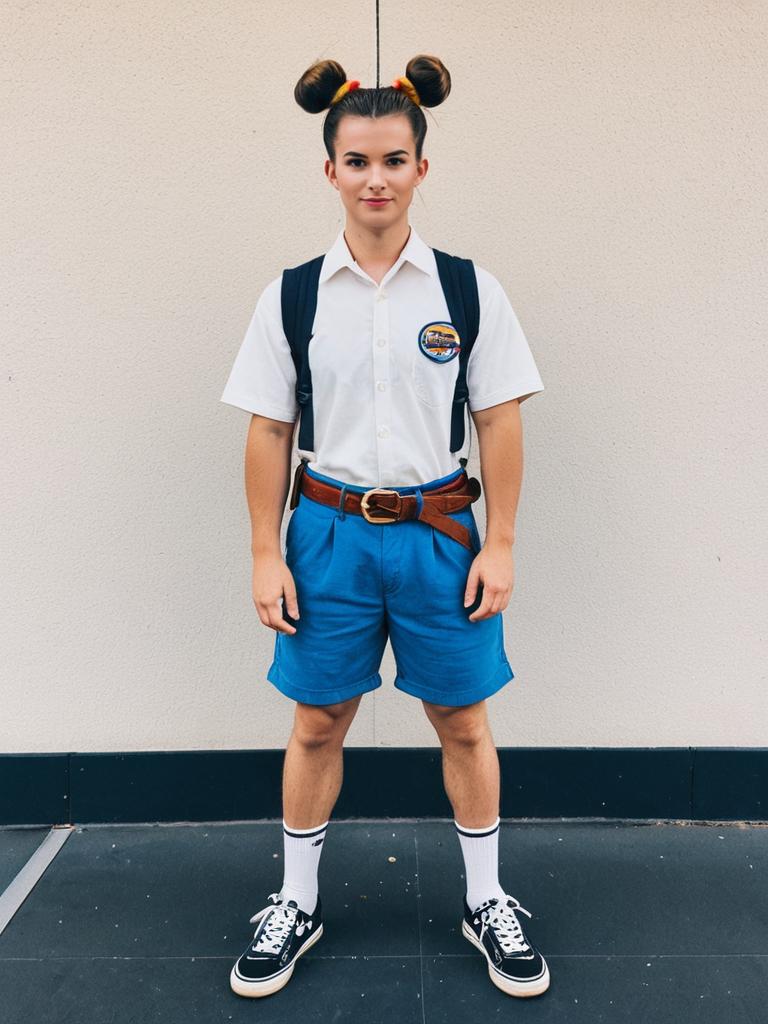 Disney Tourist Costume Outfit with Blue Shorts and White Shirt