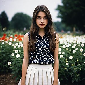 Young Woman in Floral Field