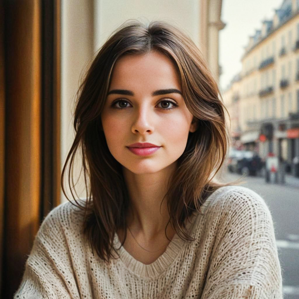 Young Woman Smiling at Café