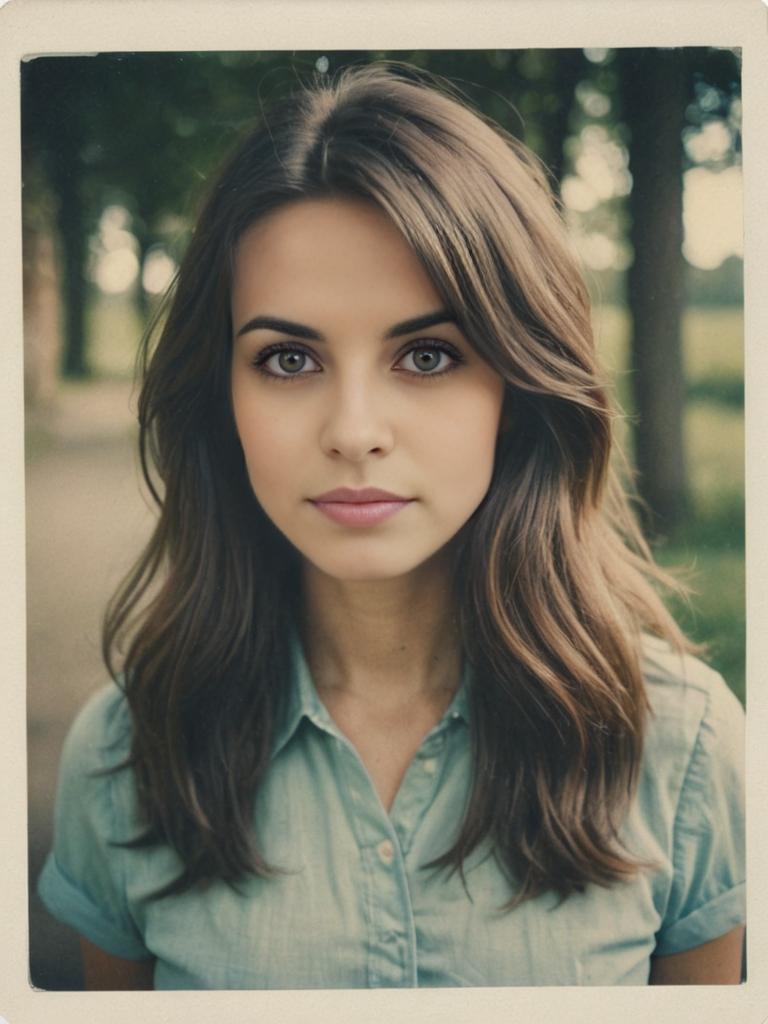 Young Woman Portrait with Polaroid Aesthetic