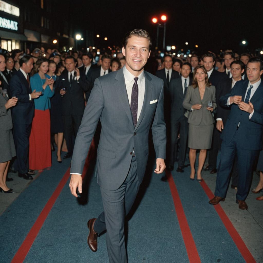 Confident Man in Classic Suit on Runway