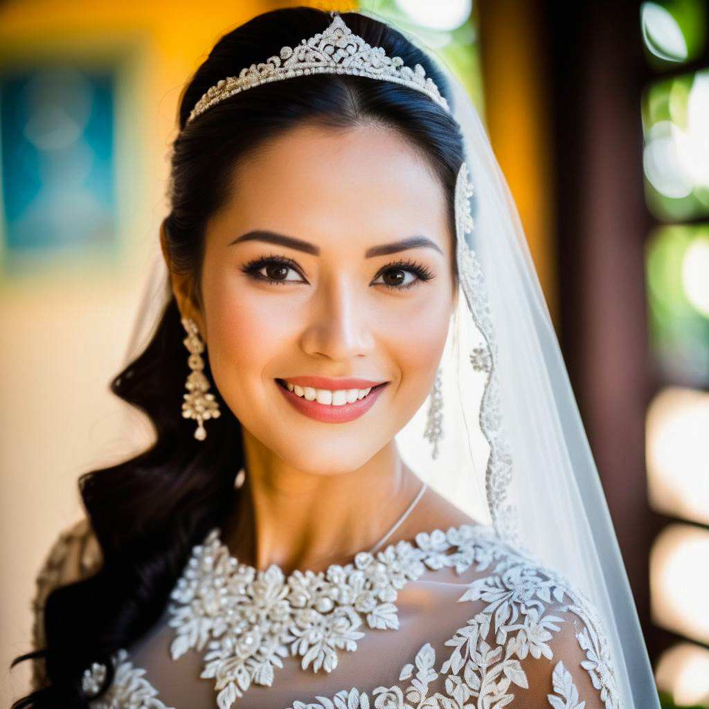 Radiant Bride in Elegant Lace Wedding Dress