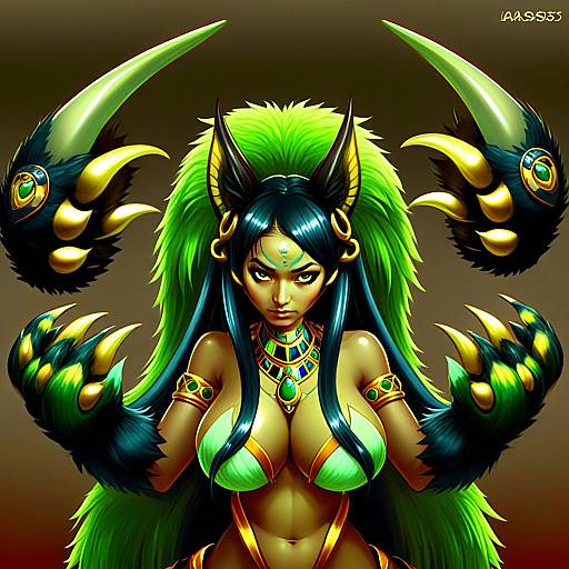 Fantasy Anubis Monster Girl Illustration in Anime Style