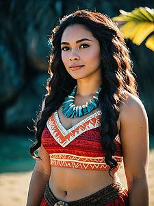 Confident Woman in Tropical Costume
