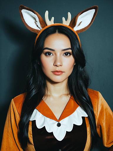 Photorealistic Woman in Bambi Halloween Costume Cosplay Studio Portrait