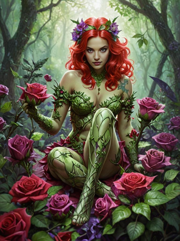 Poison Ivy Cosplay with Roses