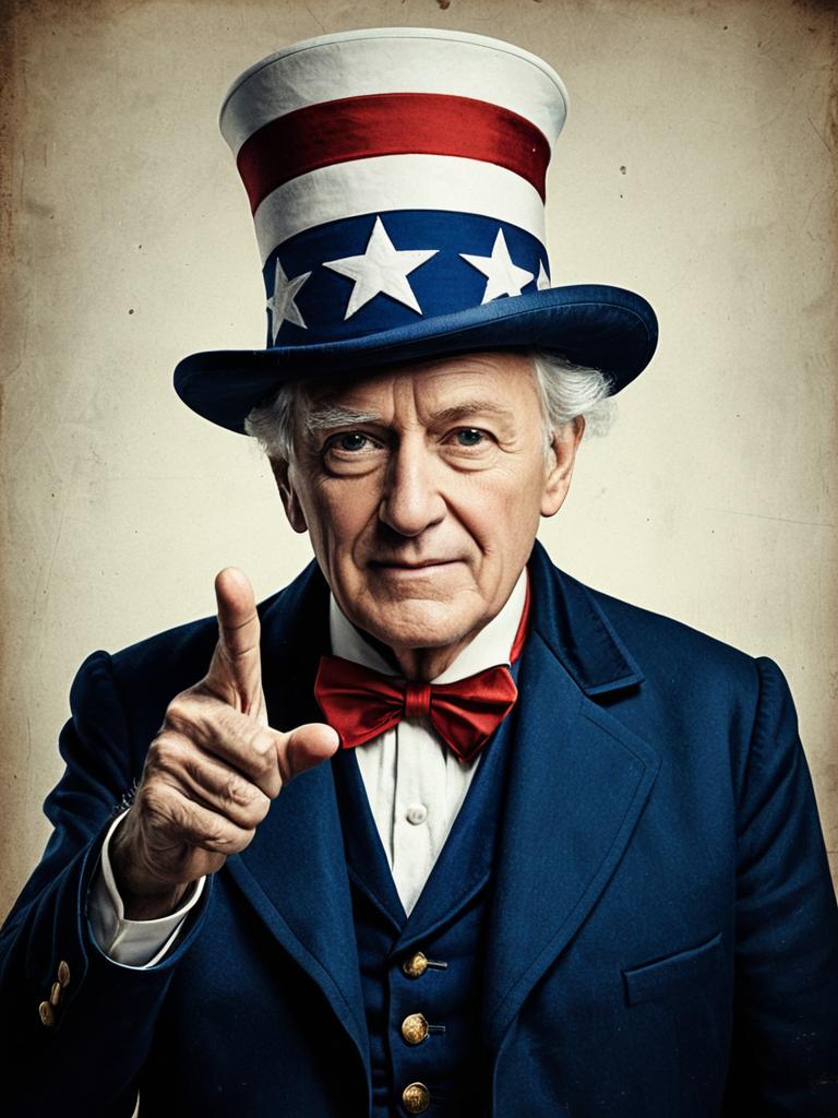 Elderly Man in Patriotic Costume