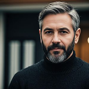 Confident Middle-Aged Man in Turtleneck