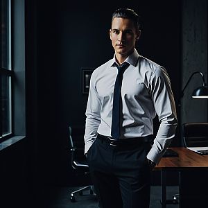 Confident Young Man in Modern Office