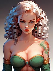 Portrait of Woman with Platinum Blonde Hair and Floral Tattoo