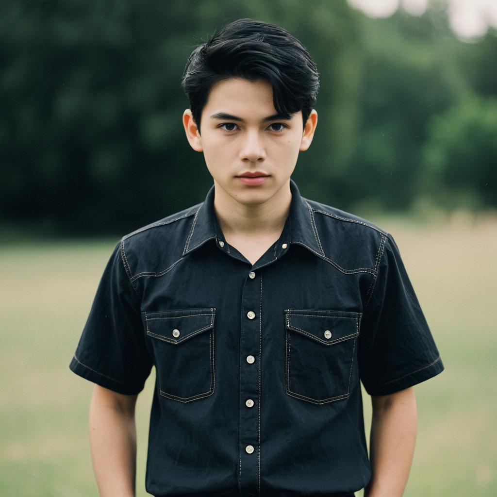 Young Man Outdoors in Casual Fashion