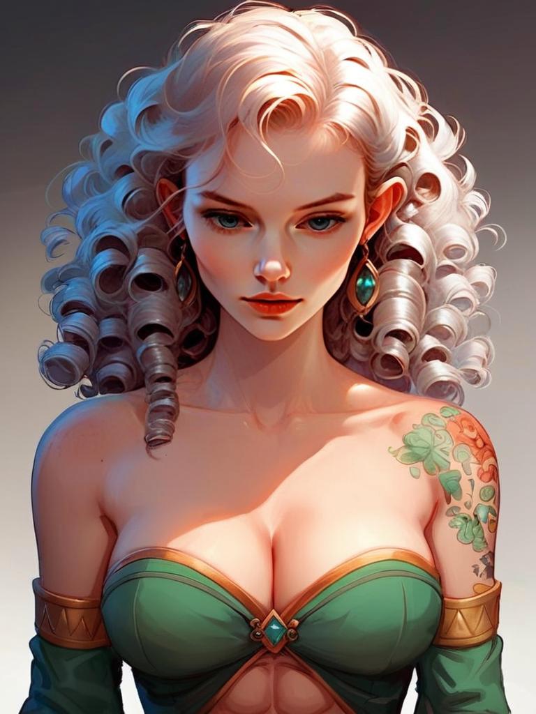 Portrait of Woman with Platinum Blonde Hair and Floral Tattoo