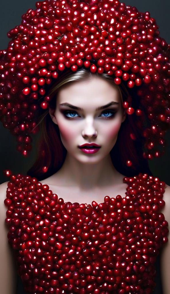 Surreal Fashion: Woman in Berry Outfit Surreal Fashion: Woman in Berry Outfit