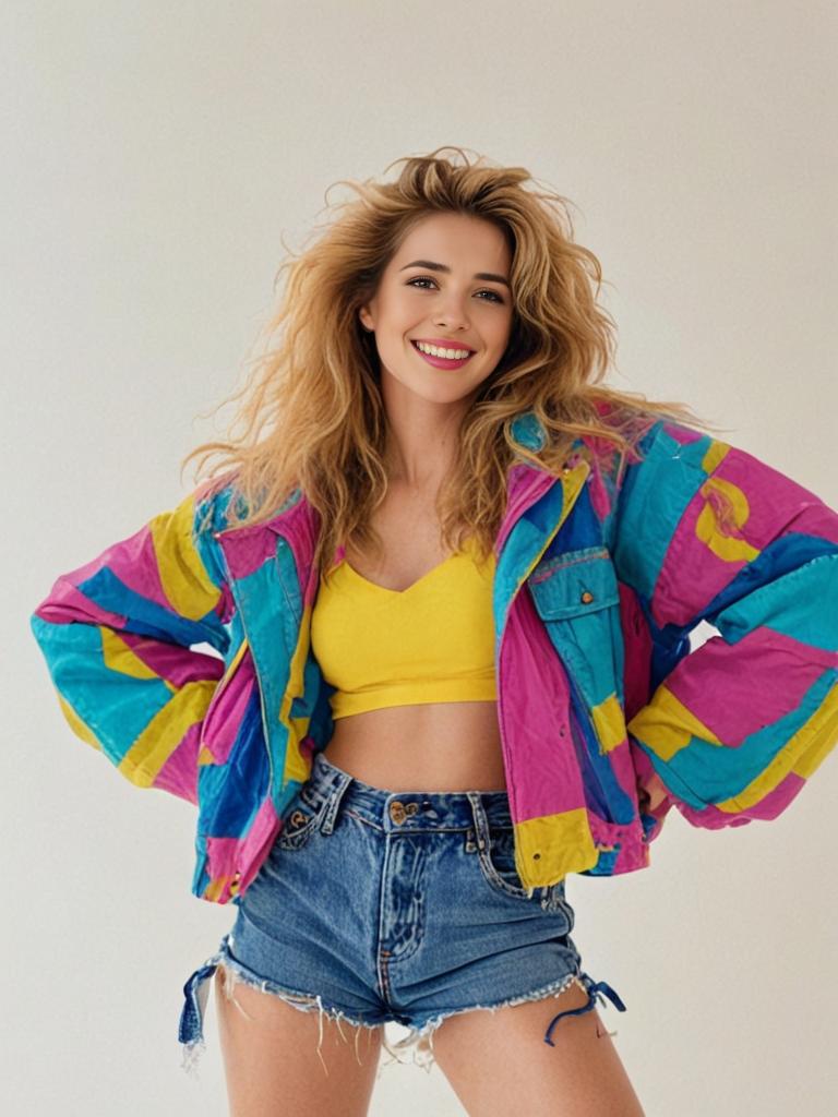 Confident Woman in 1980s Inspired Fashion