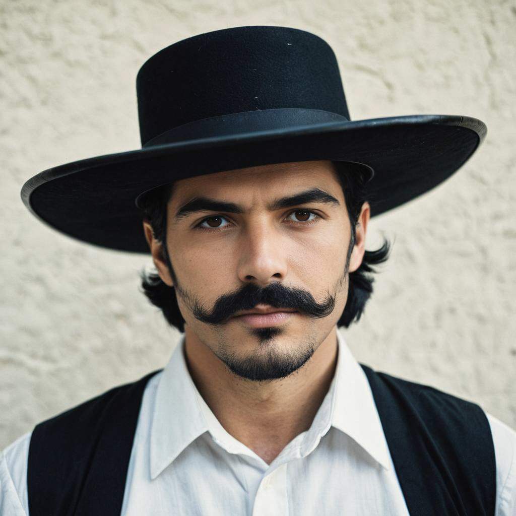 Man in Traditional Attire with Handlebar Mustache Man in Traditional Attire with Handlebar Mustache