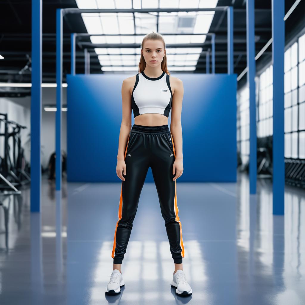 Confident Woman in Stylish Athletic Wear at Modern Gym