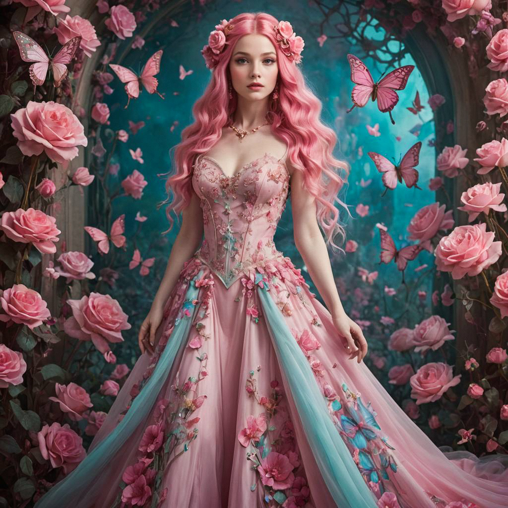 Enchanting Woman in Pink Garden