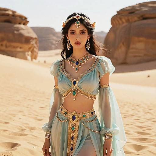 Elegant Middle Eastern Inspired Costume Woman in Desert