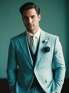 Man in Elegant Summer Wedding Outfit Cinematic Realism