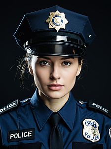 Woman in Police Costume Photorealistic Detailed Studio Portrait
