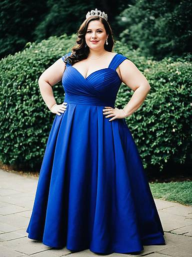 Plus Size Royal Blue Wedding Dress for Women with Tiara