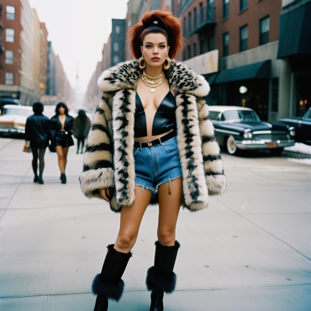 Bold Fashion Moment: Confident Woman in Faux Fur Coat