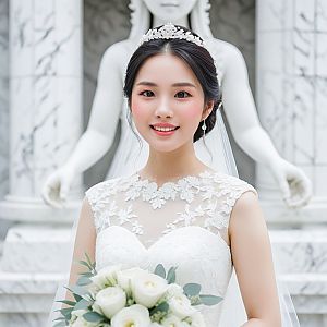 Radiant Bride in Elegant Lace Dress