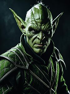 Man in Green Goblin Costume Cinematic Realism Dramatic Villain Shot