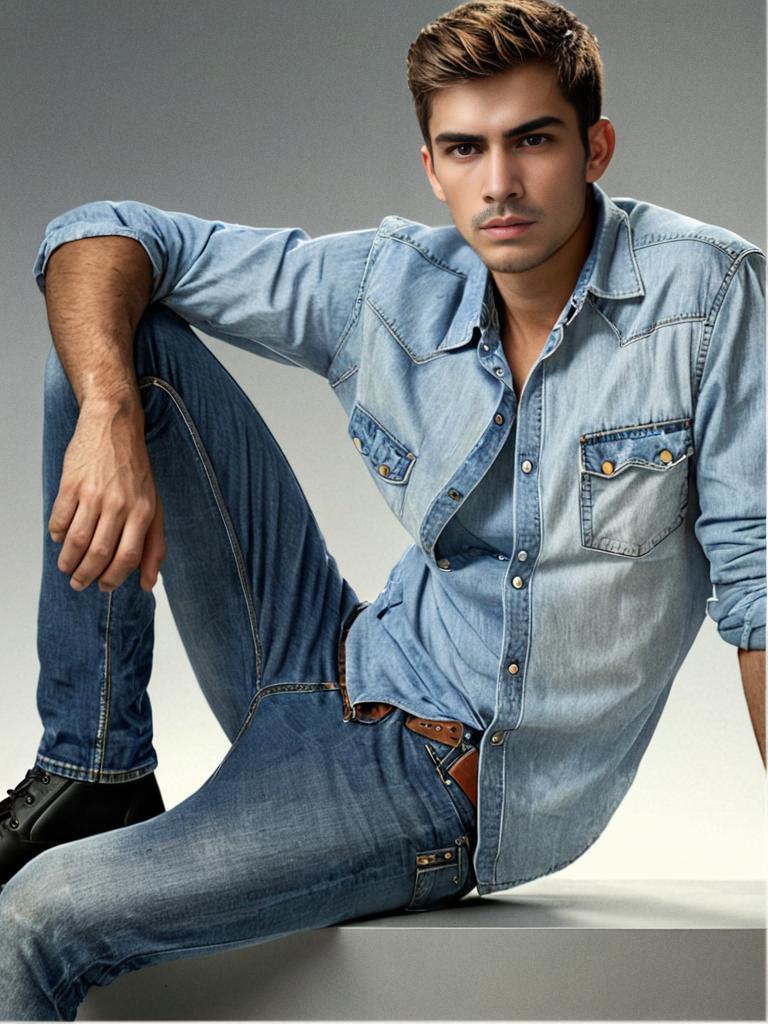 Confident Young Man in Denim