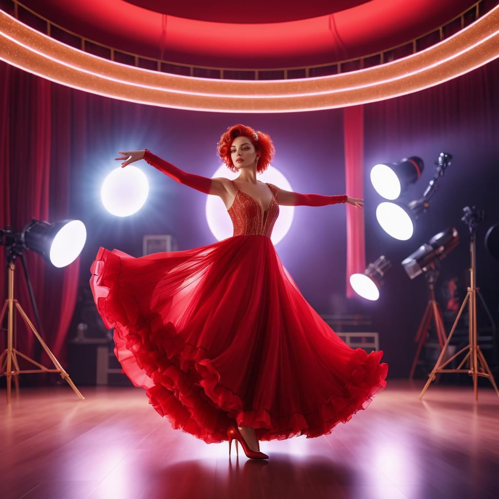 Whimsical Dance in Red Ballroom Dress