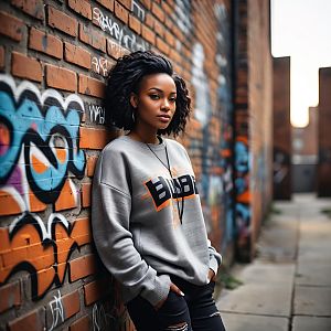 Confident Young Woman in Urban Alleyway