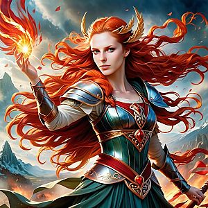Fierce Woman Warrior in Fantasy Battle