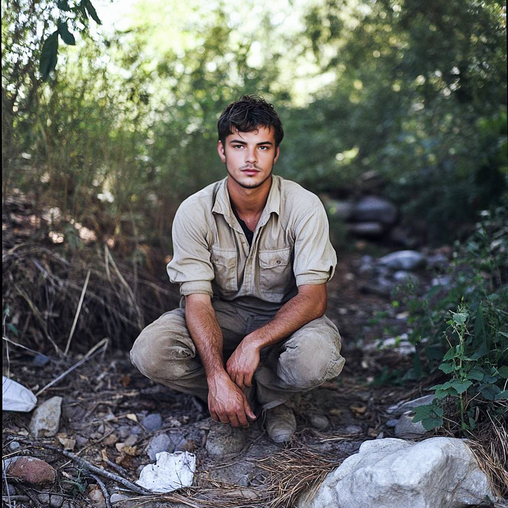 Rugged Young Man in Nature