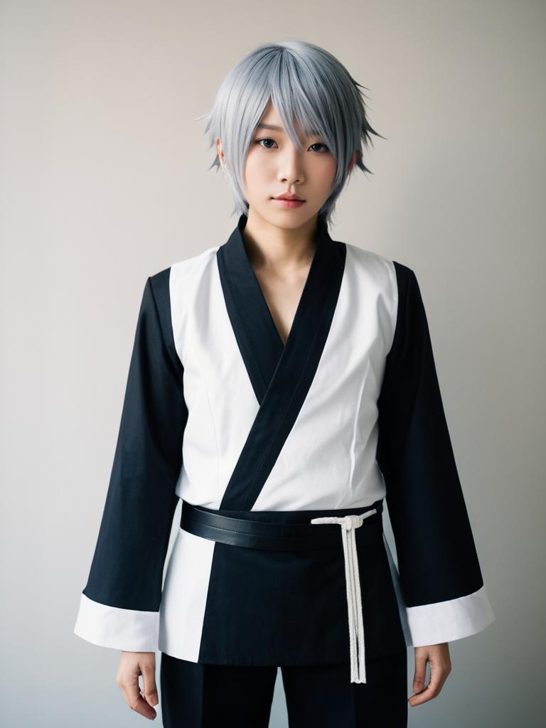 Man Cosplay Wearing Yu Narukami Costume Realistic Photo