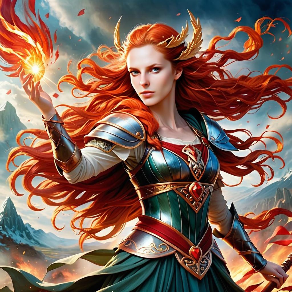 Fierce Woman Warrior in Fantasy Battle Fierce Woman Warrior in Fantasy Battle