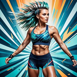 Athletic Woman in Dynamic Sports Outfit